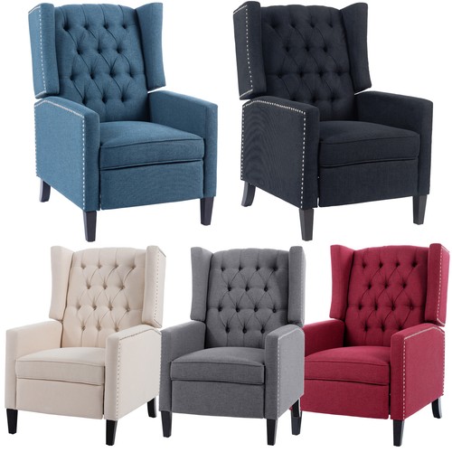 Pushback Recliner Armchair Single Sofa Chair W/padded Seat