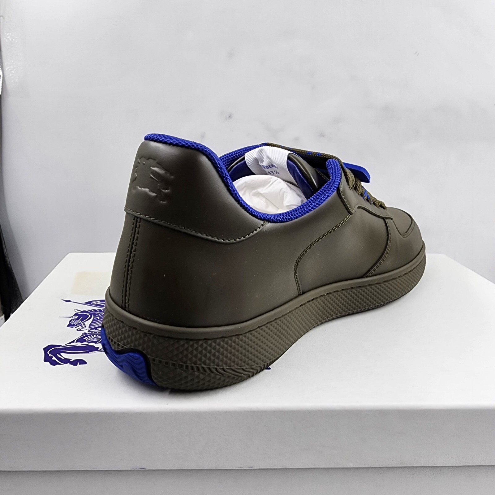 Burberry Terrace Leather Low-Top Sneakers Men's 43.5/10.5 US Loch Round Toe - Picture 13 of 16