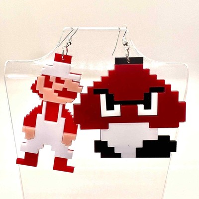 Super Mario Earrings - Mushroom Earrings - Y2K Earrings - Gamer Accessories