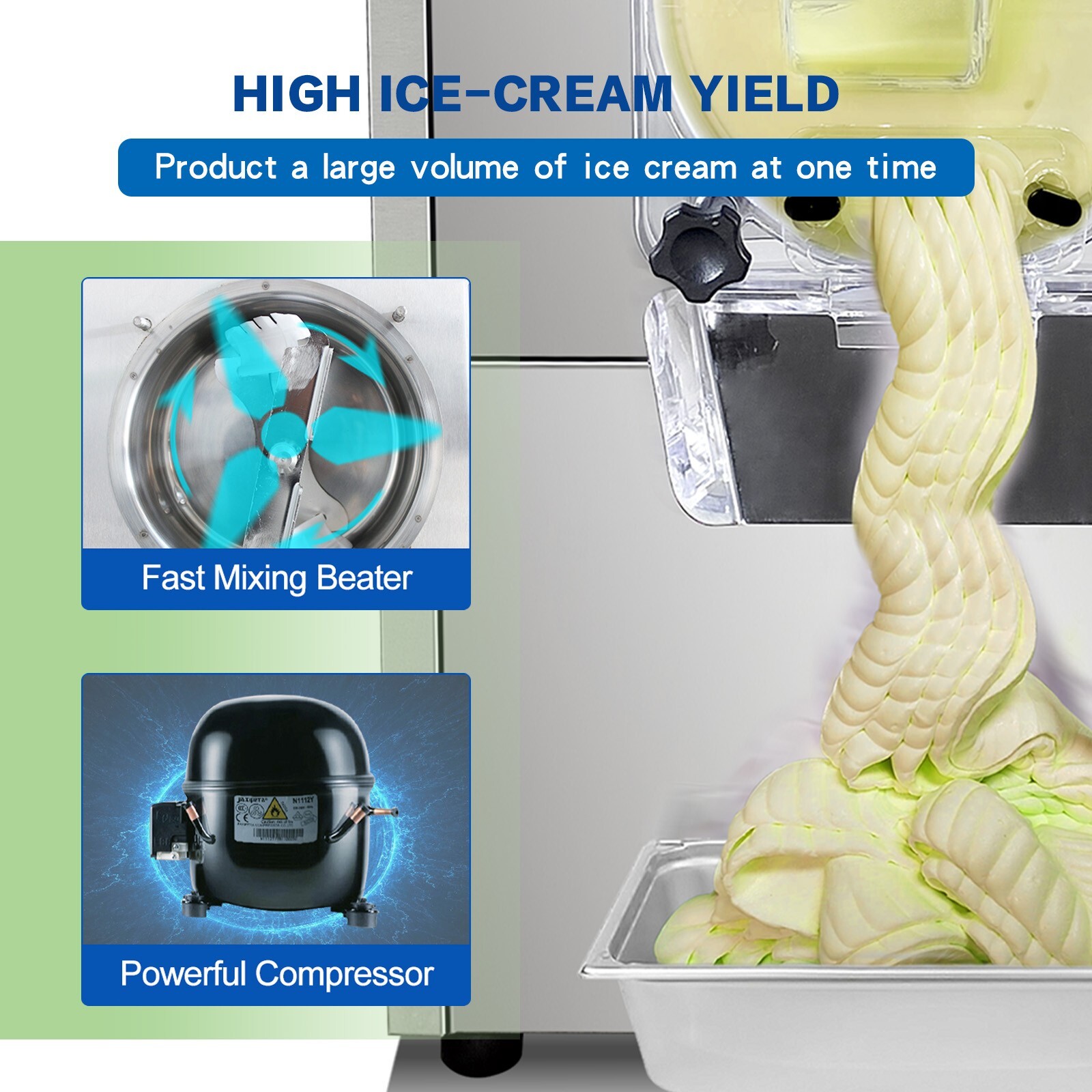 Kolice Desktop Hard Ice Cream Machine,Ice Cream Machine,Gelato Ice Cream Maker