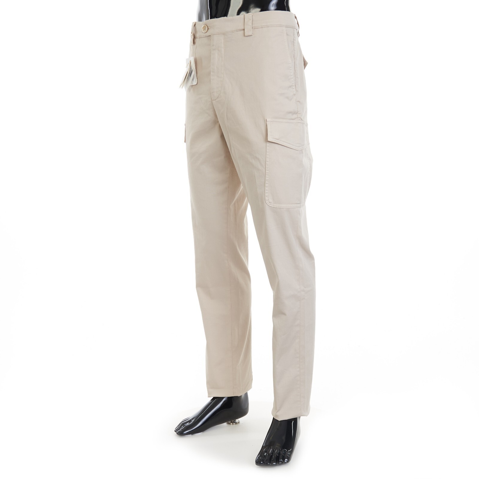 Pre-owned Brunello Cucinelli 895$ Cargo Trousers - Pima Cotton Gabardine, Leasure Fit In Beige