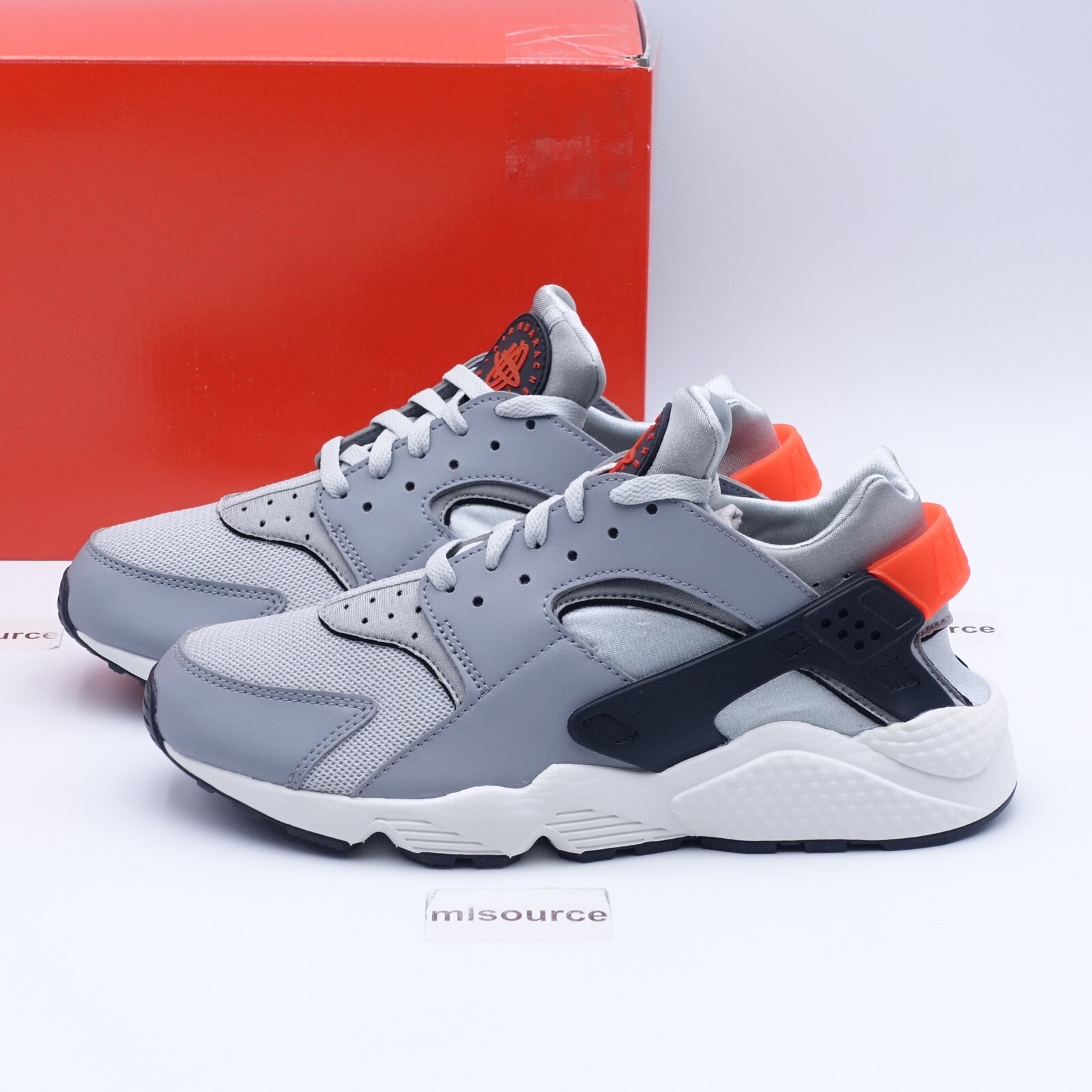 Size 9.5 Men s Nike Air Huarache Sneakers DR8606 001 Grey Fog Team Orange Sail eBay