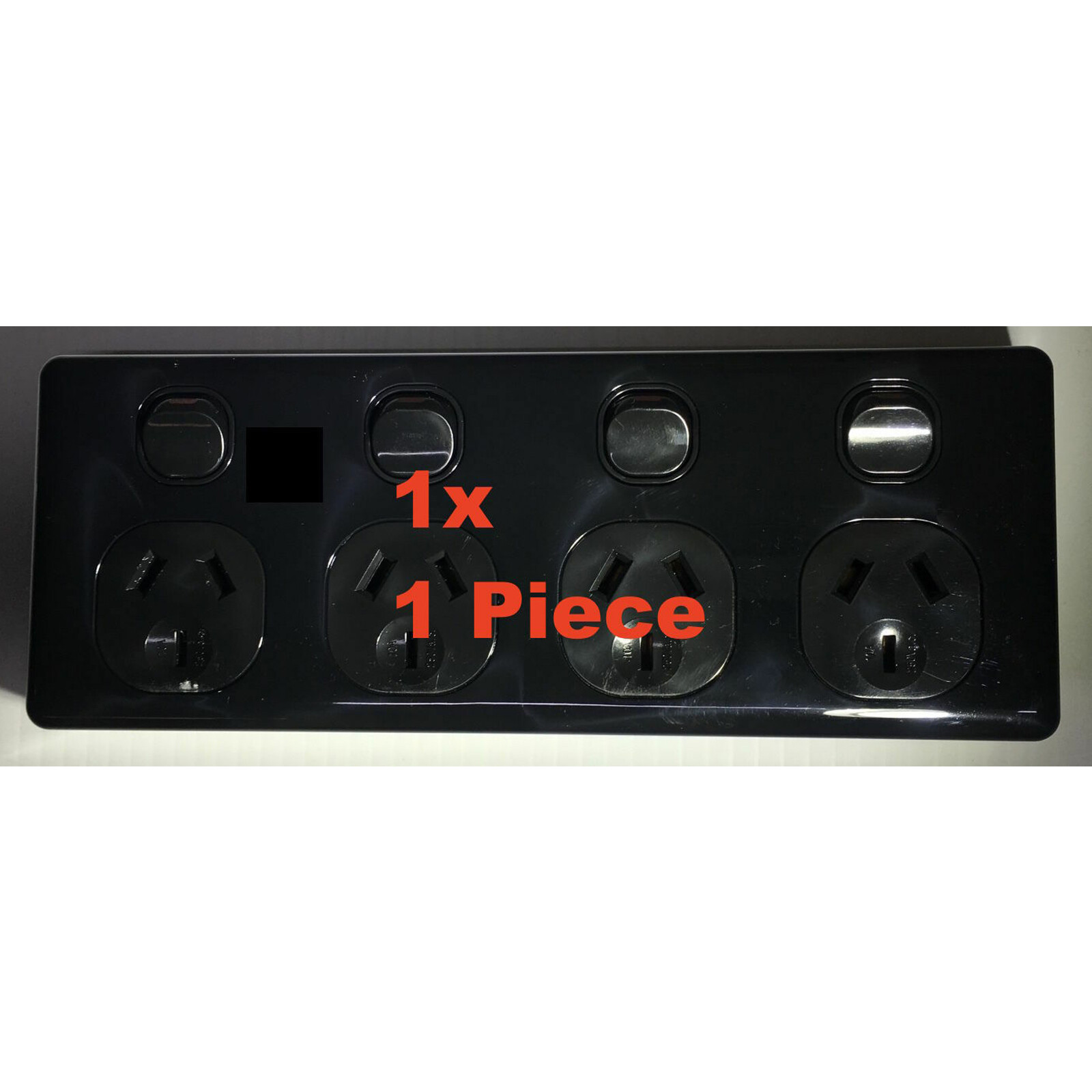 5X 4 Gang Double Pole Power Point Outlet Black GPO Quad