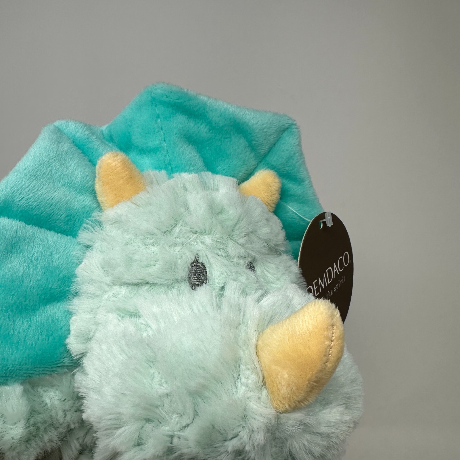 Demdaco Dinosaur Security Blanket Rattle Baby Lovey Green Triceratops with TAGS