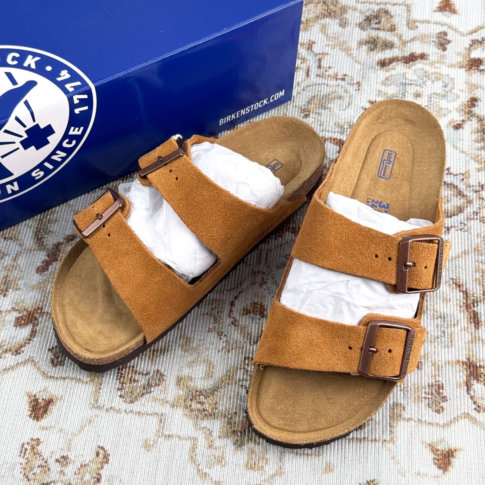 Birkenstock Arizona Mink Suede Soft Footbed Casual Sandals