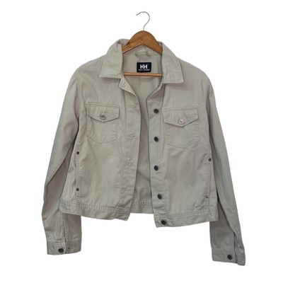 helly hansen womens Cotton Cream/white Casual Buttoned Trucker jacket Size L