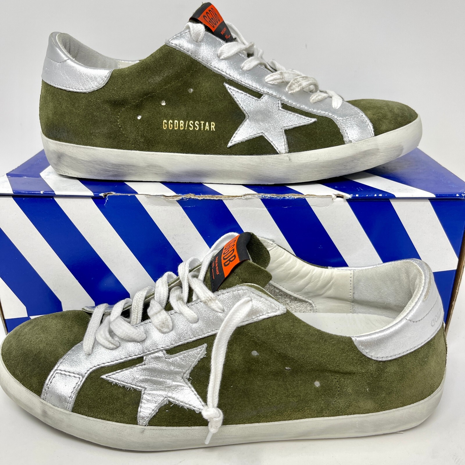 Pre-owned Golden Goose Superstar Men's Classic Gray Stone Leather Sneakers Eu Sizes 42-44 In Green