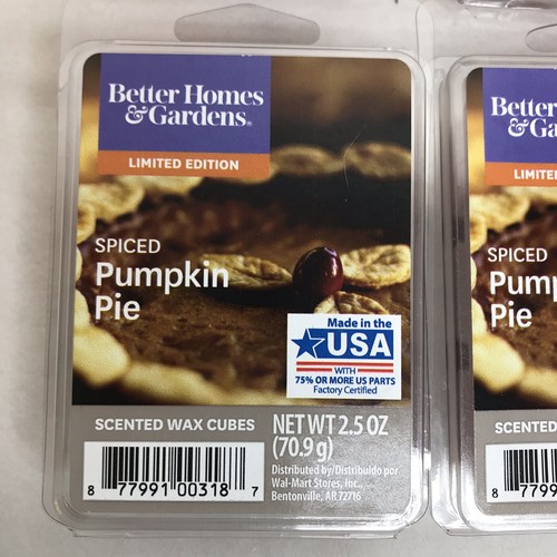 Lot Of 6 Better Homes & Gardens Spiced Pumpkin Pie Scented Wax Cubes Melts NIB