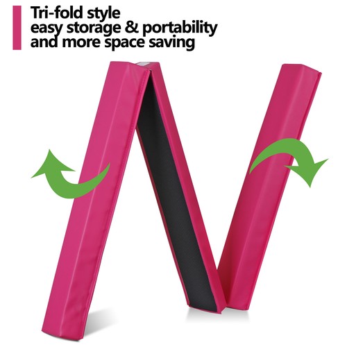 9ft Pink Extra Firm Vinyl Balance Beam Folding Gymnastics Beam Tumbling Home