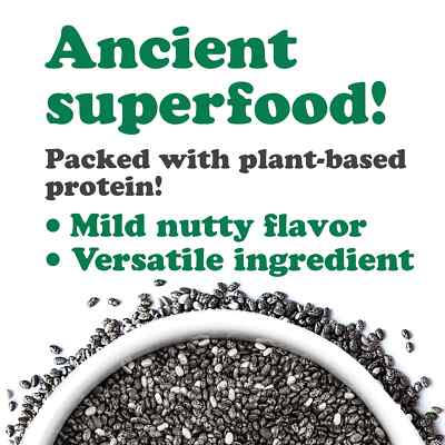 Organic Black Chia Seeds — Sproutable, Non-GMO, Kosher, Raw — by Food еo Live
