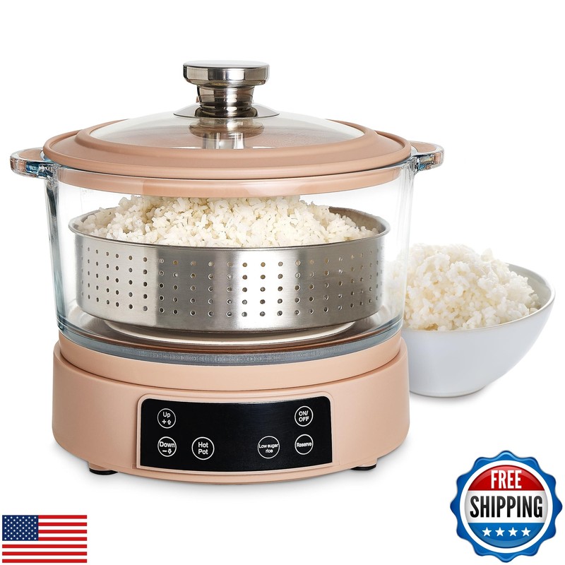 COOK WITH COLOR 8-Cup Multifunctional Smart Glass Rice Cooker, with