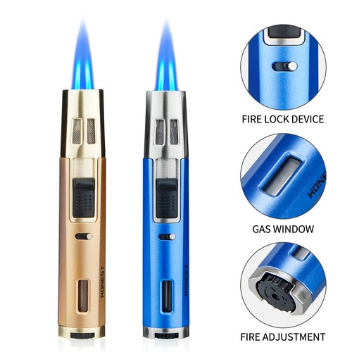 2PCS Refillable Butane Torch Lighter Adjustable Cigar Lighter 2Jet Flame Lighter