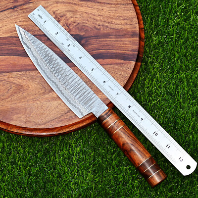 Japanese Style Santoku Chef Knife Custom Made - Hand Forged Damascus Steel 2864
