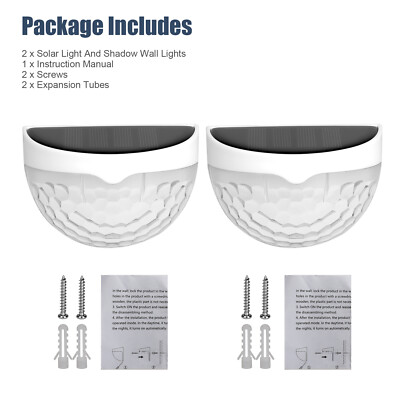 2PCS Solar Fence Light Outdoor Garden Waterproof Wall Mount Decorative Warm Lamp