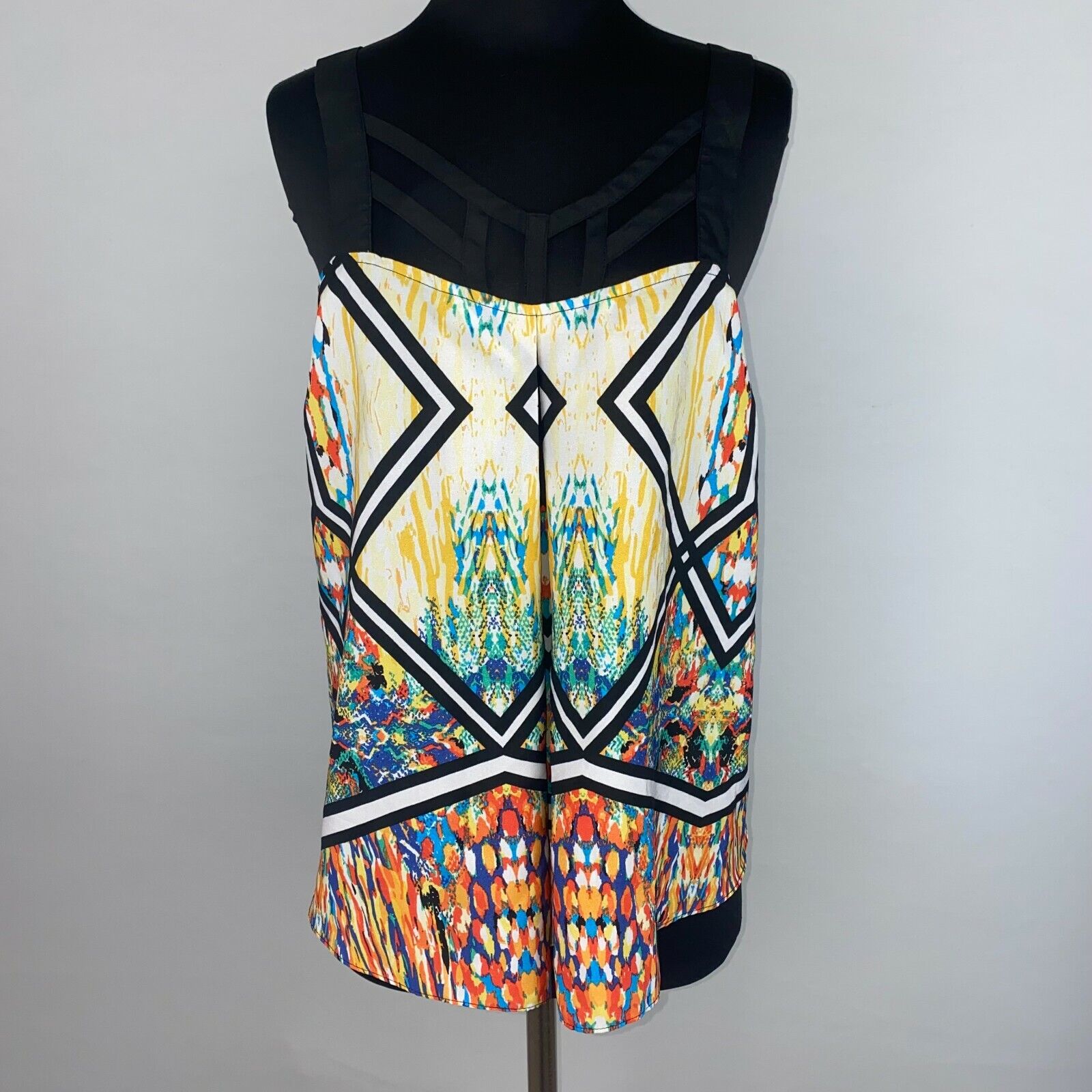 Bisou Bisou Michele Bohbot Womens S Patterned Split Inverted V Pleat Front Tank