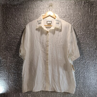 Jantzen Classics Button Up Shirt Embroidered Short Sleeve 18 Vintage NWT