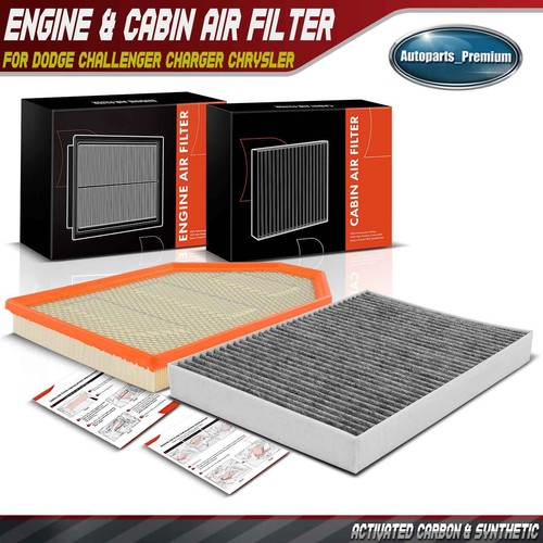 2x Engine & Activated Carbon Cabin Air Filter for Dodge Challenger Chrysler 300