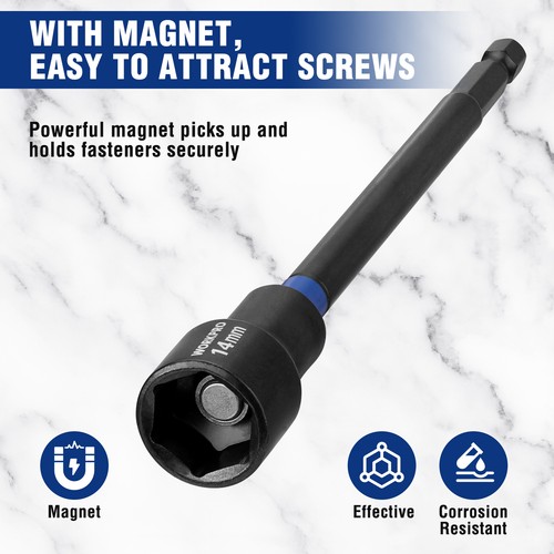 WORKPRO 16PC Magnetic Nut Driver Set and Bit, 6" Long Nut Drivers, Metric & SAE