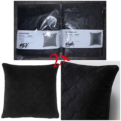 Pair of Ikea Karingtand Pillow Cushion Cover 20x20'' Soft Velvet Black 905.183.81