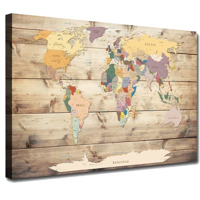 World Map Painting Canvas Detailed World Map Canvas Antique World Map Picture...