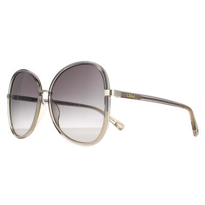 Pre-owned Chloé Chloe Sunglasses Ch0030s Franky 001 Gray/brown Crystal Fade & Gold Gray Gradient