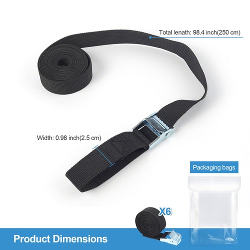 6pcs 1"x8' Lashing Straps Cargo Luggage Tie Down Cam Buckle Car Roof Rack Cinch