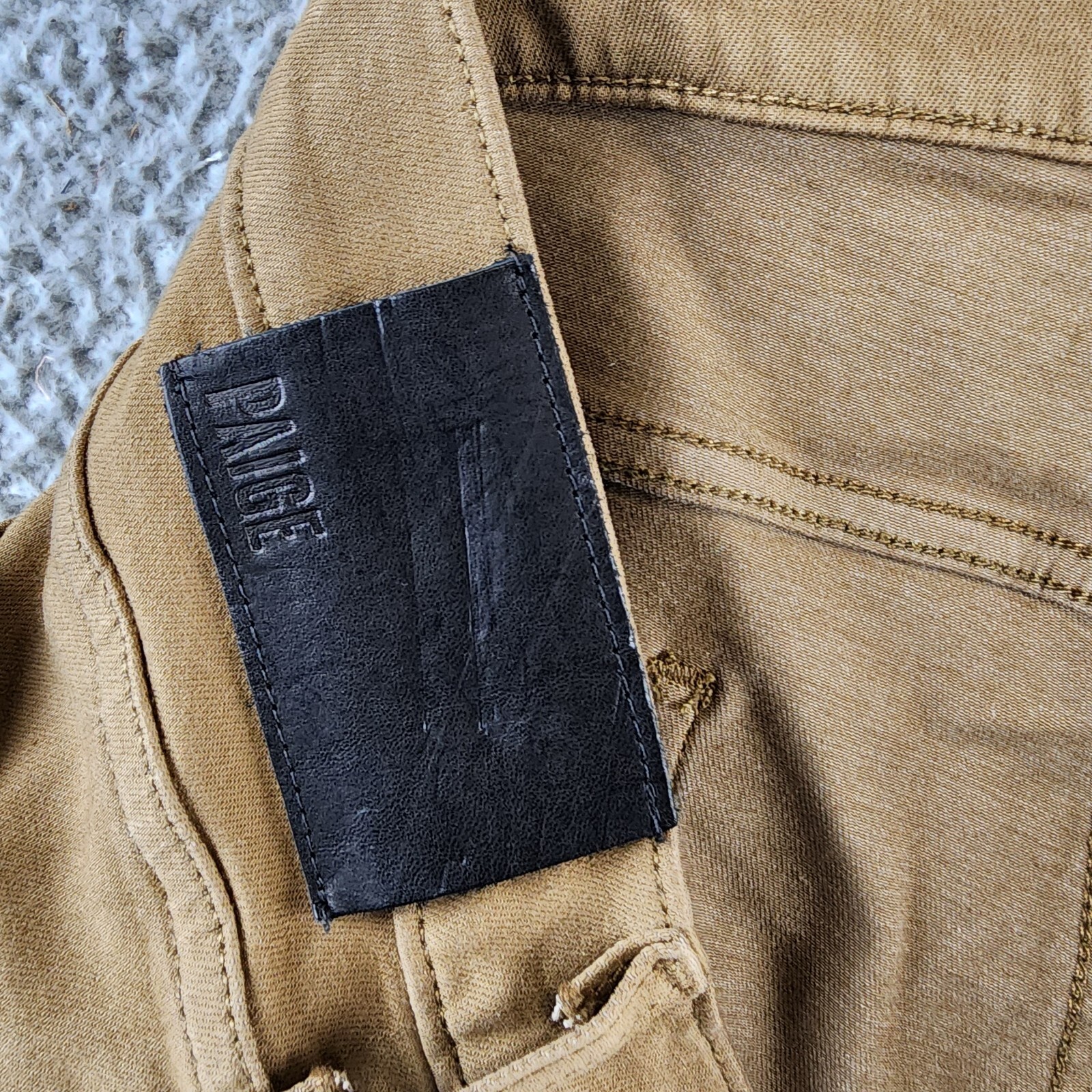 Paige Federal Slim Straight Fit Jeans Men's 40 Laurel Tan Zip Fly Button Closure - Picture 12 of 15