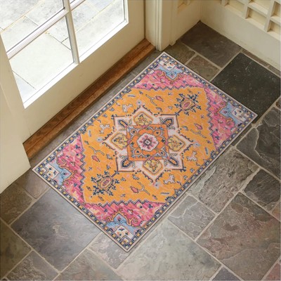 Collive Washable Indoor Door mat Non Slip Retro Floor Mat 20'' x 32'' Doormat Q...