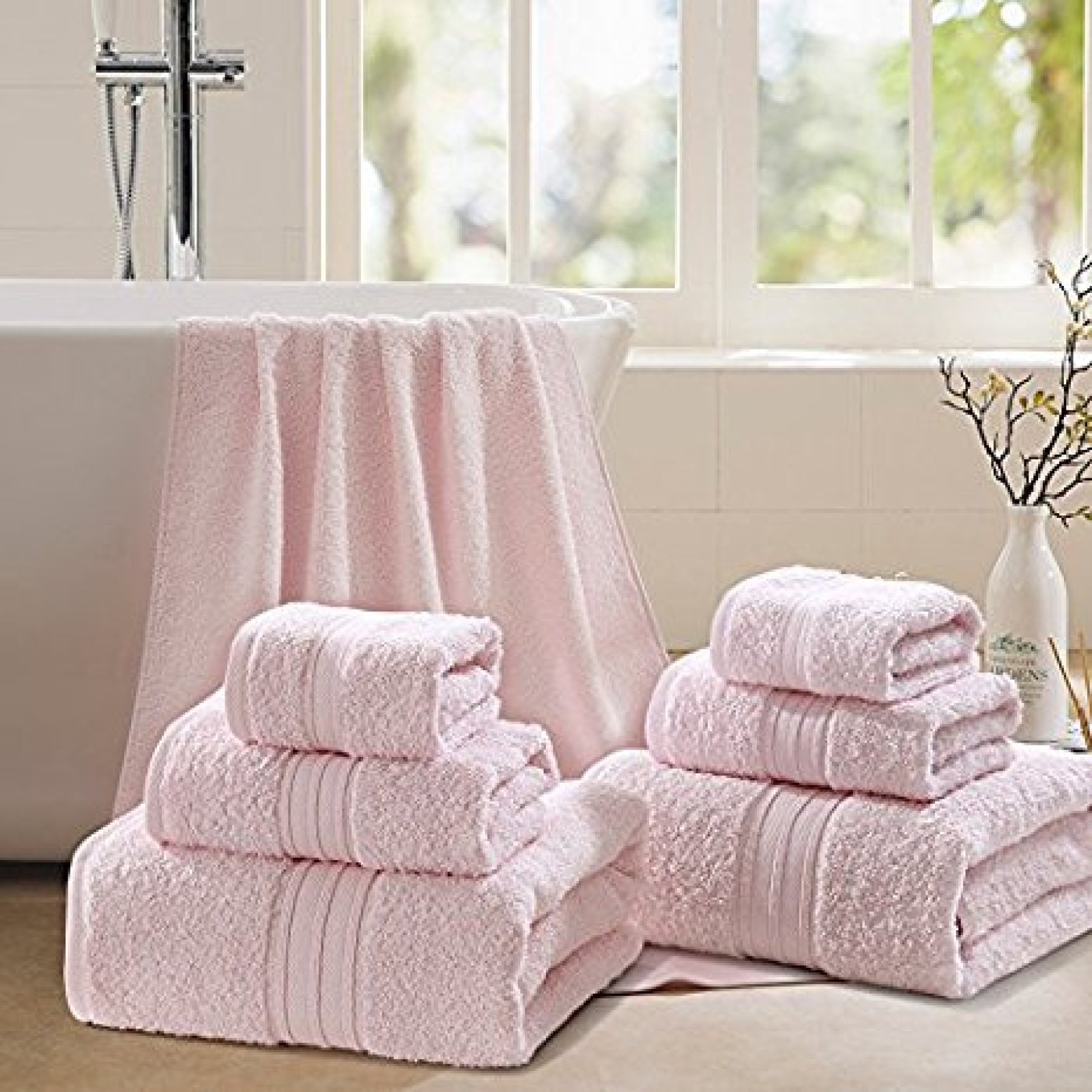 Baby Pink Bath Towel 6 Pcs Set Bathroom Towels Heavy Weight Egyptian Baby Pink Bath Towel 6 Pcs Set Bathroom Towels Heavy Weight Egyptian Cotton New