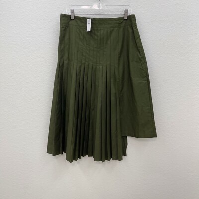 Banana Republic Factory Olive Green Pleated Midi Skirt 818828--01 Womens 12 NEW