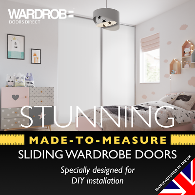 Built in WHITE sliding wardrobe doors made to measure 2 doors