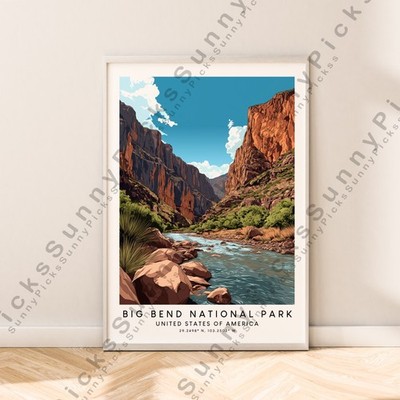 Big Bend National Park Travel Print Texas Poster Décor Illustration Art Unframed