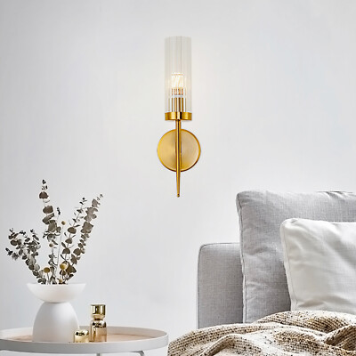 Modern Gold Wall Light Sconce Glass Shade Hallway Bedroom Bathroom Fixtures 110V