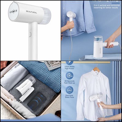 BEAUTURAL Steamer for Clothes Foldable Handheld Clothing Wrinkles Home & Travel