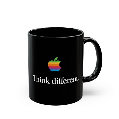 Think Different Apple Computer Ceramic Black Mug Best Gift Tea Coffee Mug 11oz
