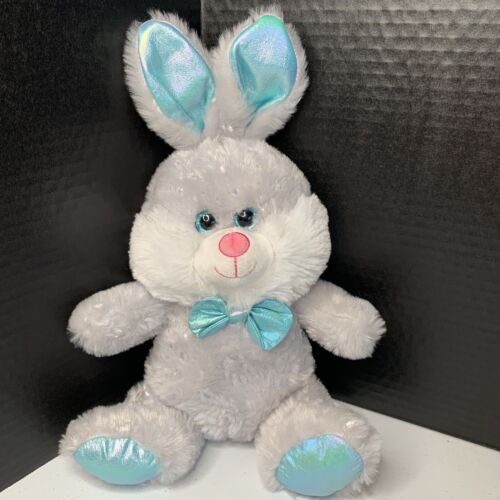 Walgreens White Gray Bunny Plush Blue Eyes Bow Stuffed Animal Shooting Stars
