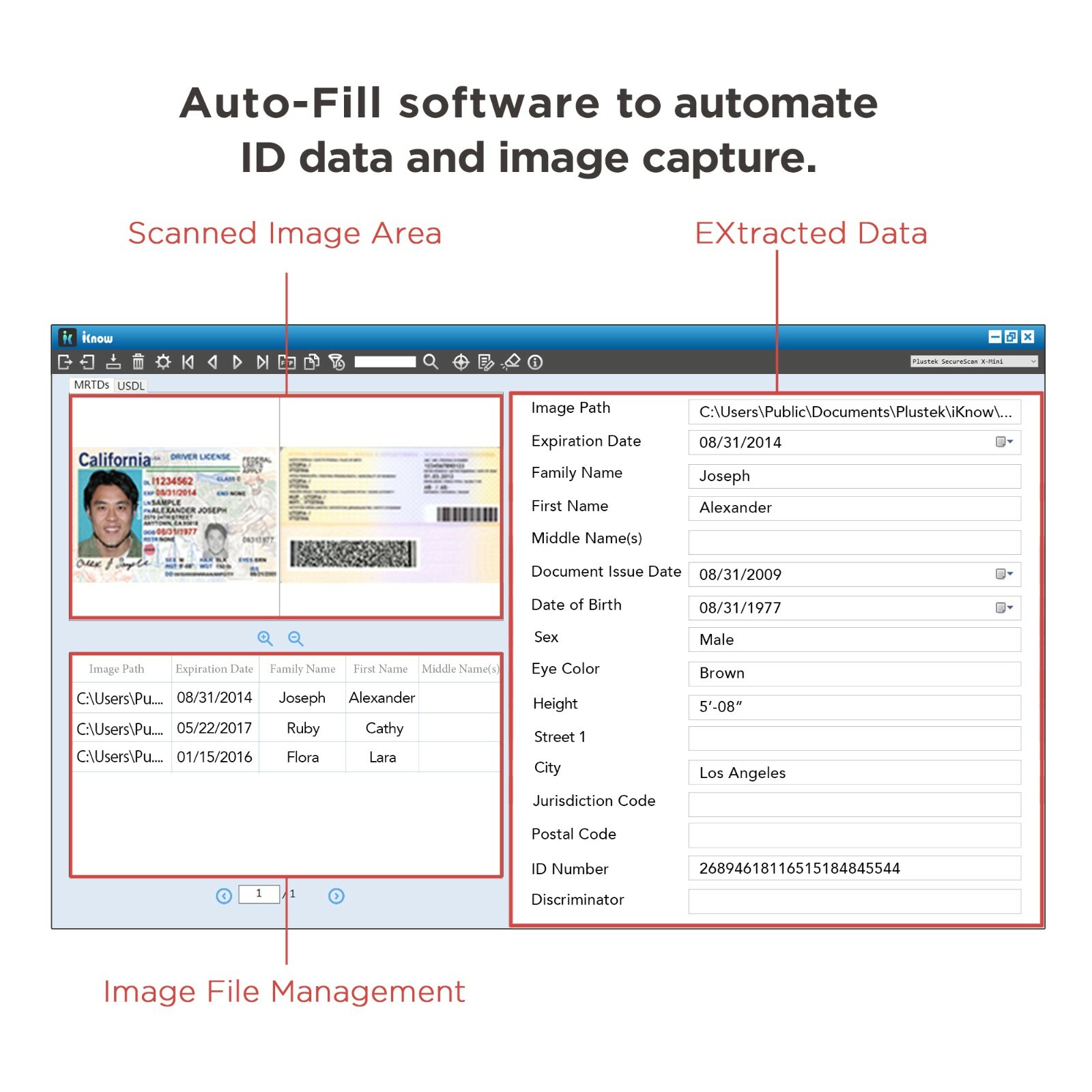 Plustek D620i Scanner Automatically Reads US Driver's License, ID Card, Win only