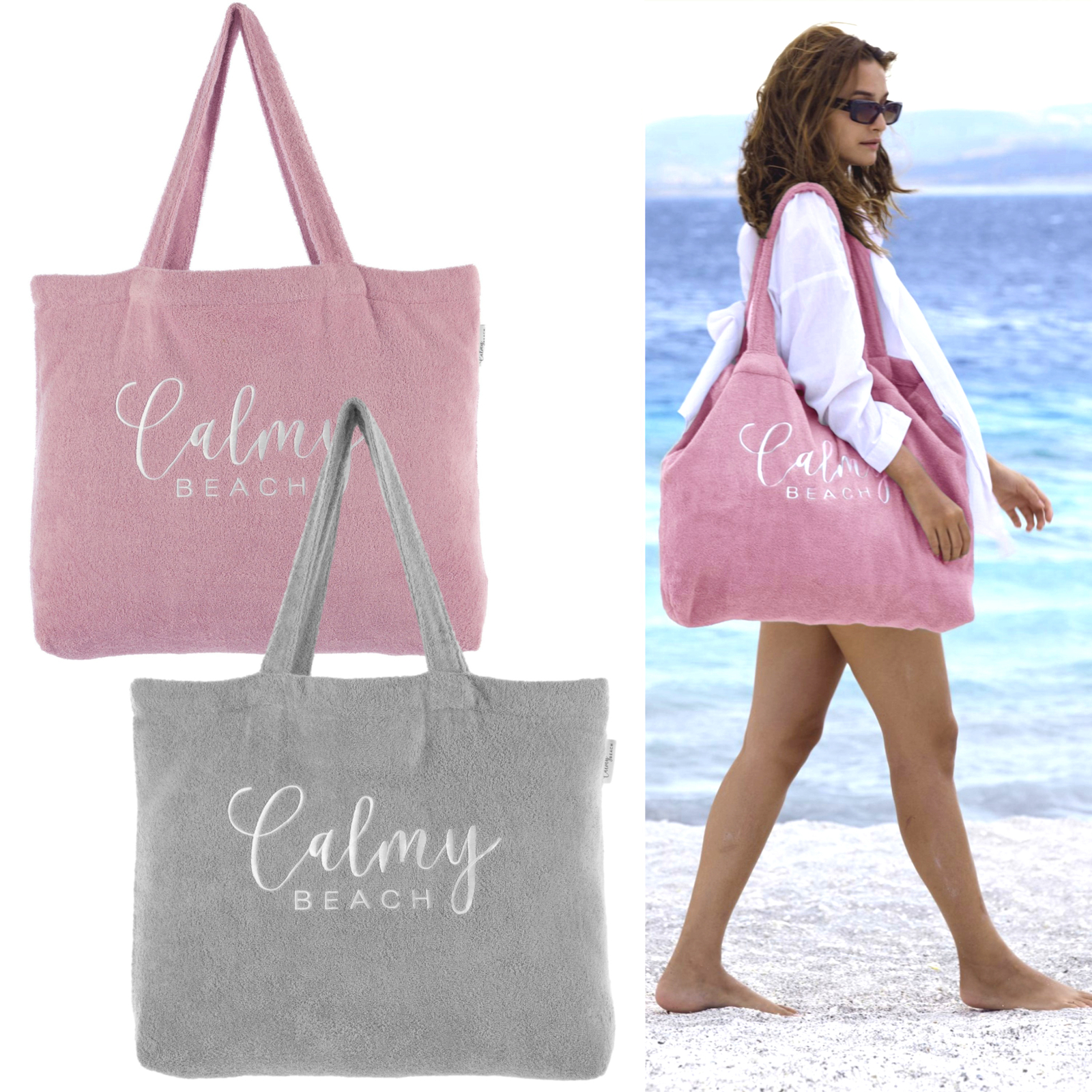 Puzxo Strandtasche Mit Rosa Schleife - Süße Einkaufstasche Für Damen