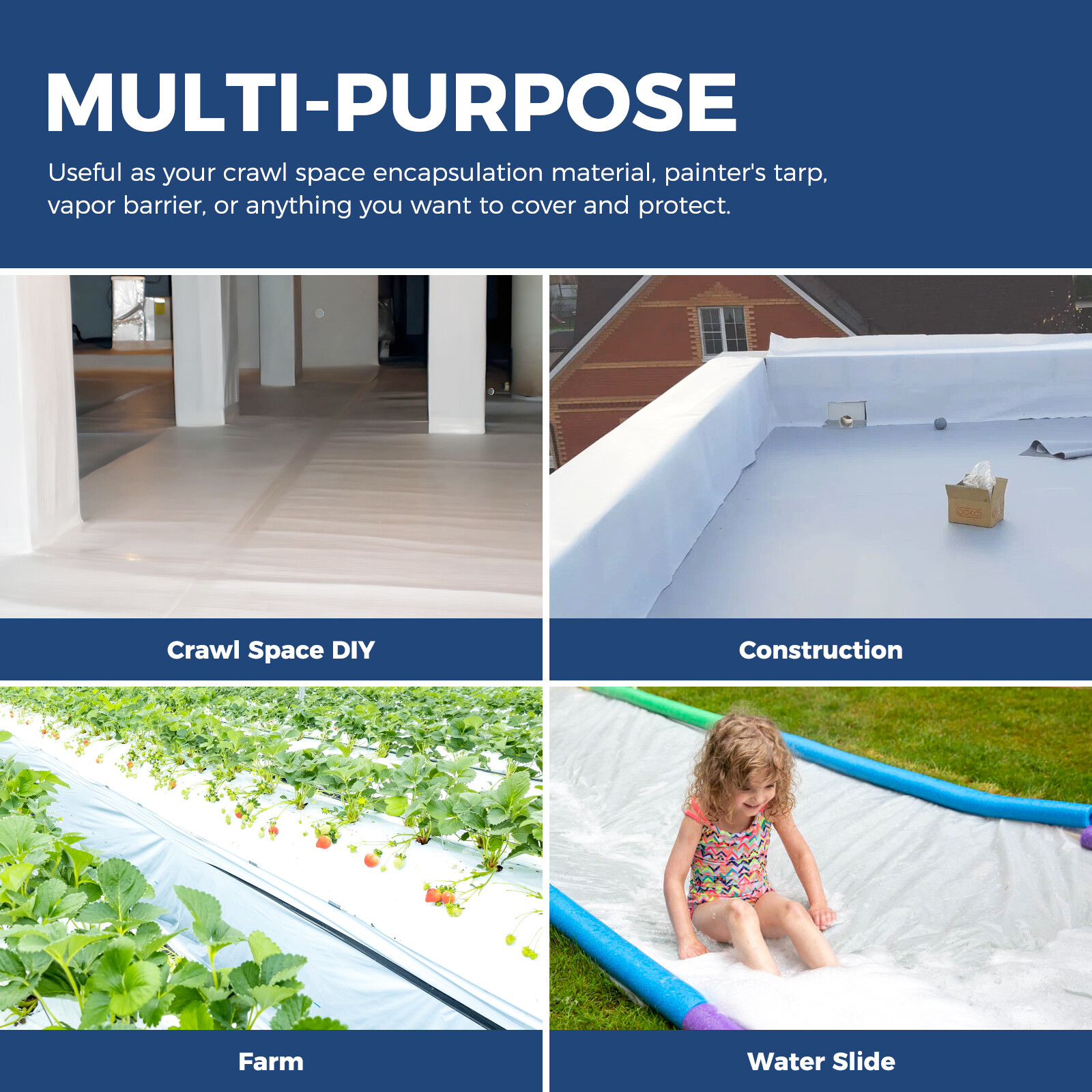 10mil Film, Crawl Space Vapor Barrier 10'x100' Alorair 10mil Film Light Proof