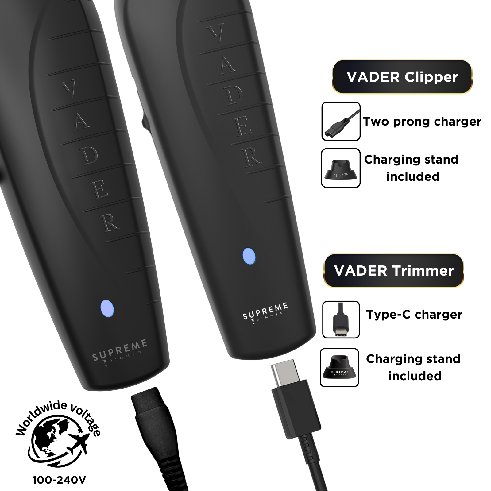 Supreme Trimmer 2-in-1 Vader Clipper & Trimmer DLC Set | STC5098 & ST3778 Black