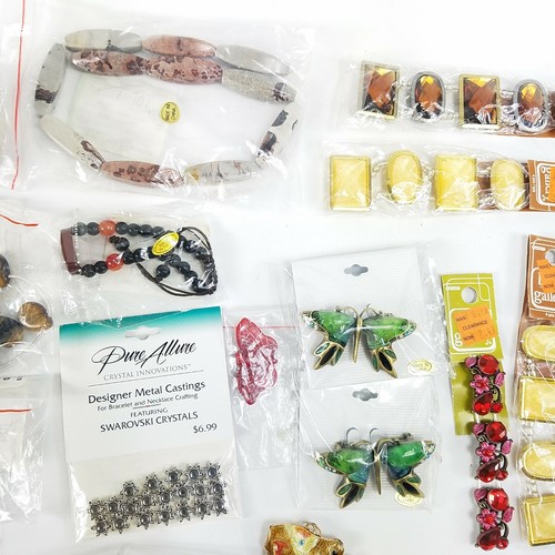 Vtg Lot pendants and beads stone glass metal enamel most are new!