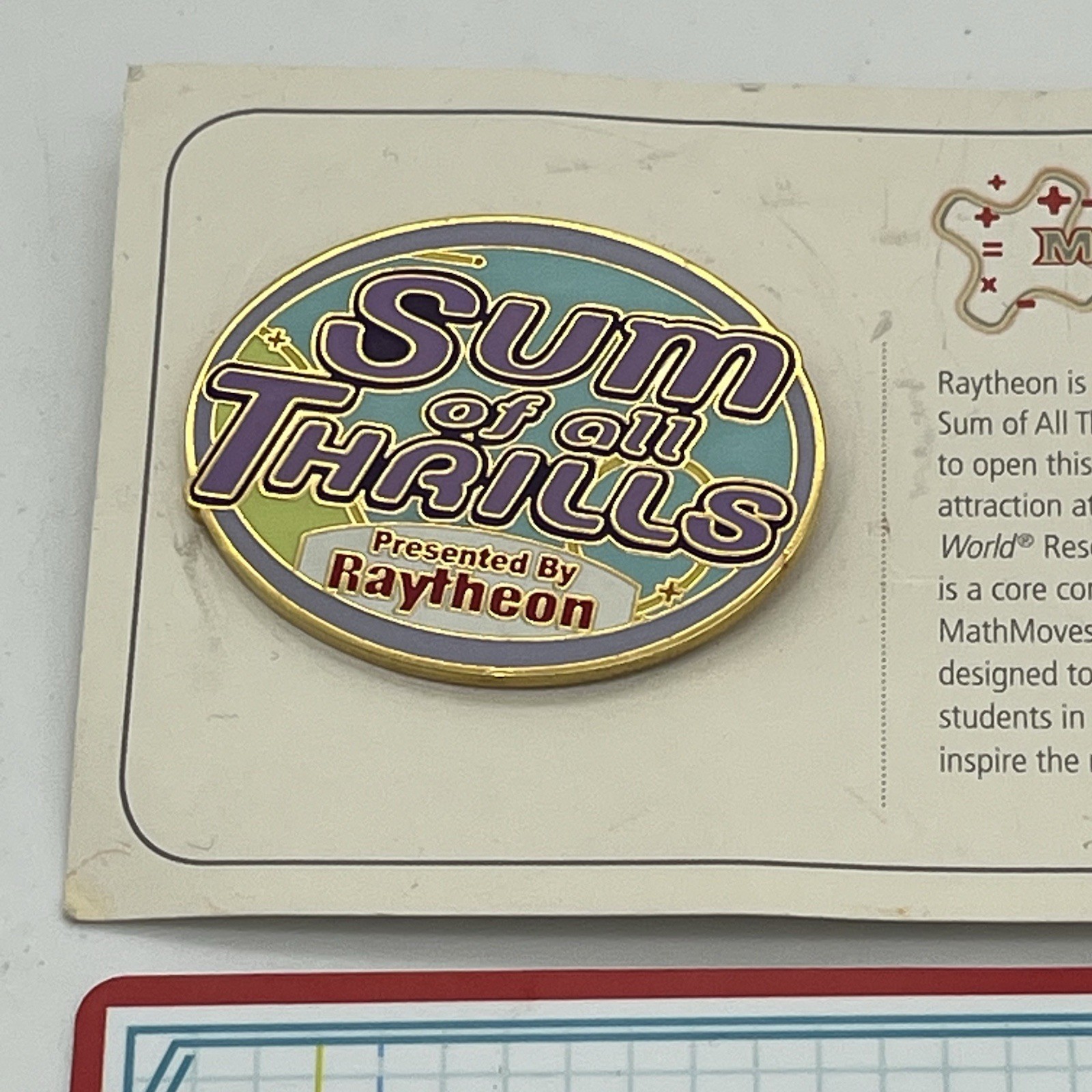 Disney World Epcot Innoventions Sum Of All Thrills Pin Raytheon & Ride Card