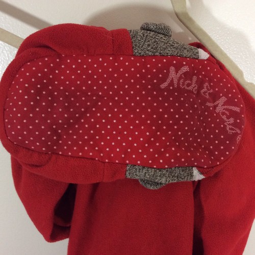 Nick & Nora Womens Footed Sock Monkey PJs Pajamas Small Red One Piece Fleece