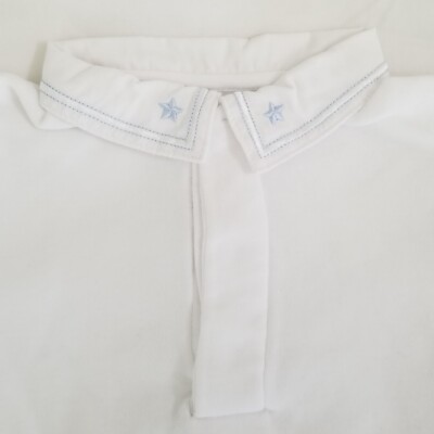 Baby Boy absorba 9 M White Blue 1 Piece Top Snap Crotch Collar Stars S/S