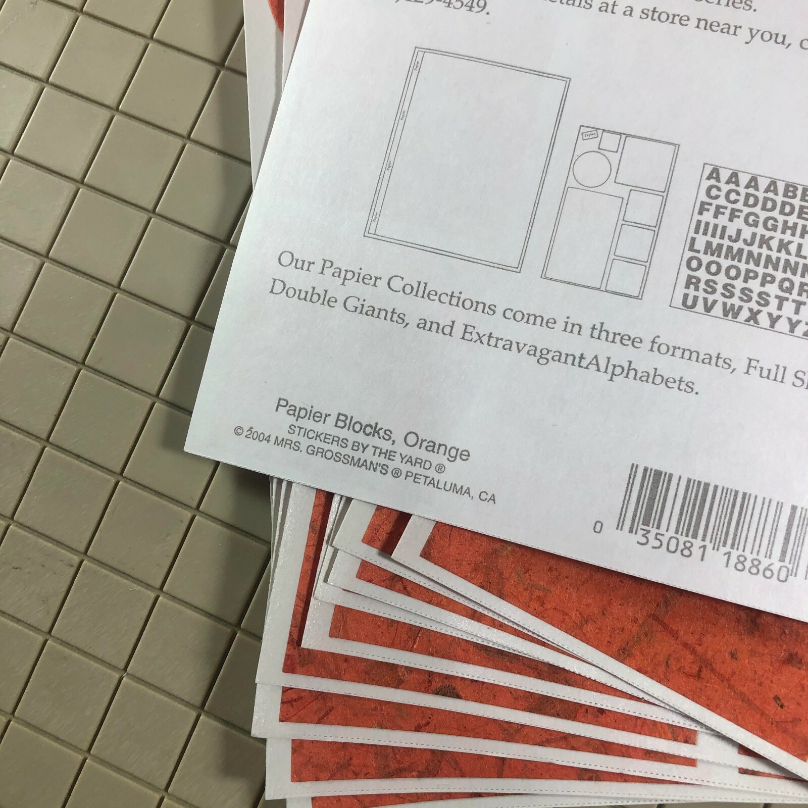 10 Mrs Grossmans Papier Blocks Orange Stickers Bright Homemade Paper Rustic 