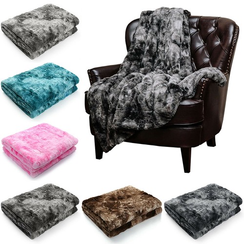 ::Faux Fur Throw Blanket Super Soft Cozy Plush Fuzzy Shaggy Blanket for Couch Sofa