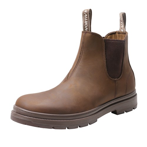 Men's Slip on Chelsea Boots Leather Lightweight Motorcycle Combat Work Shoes