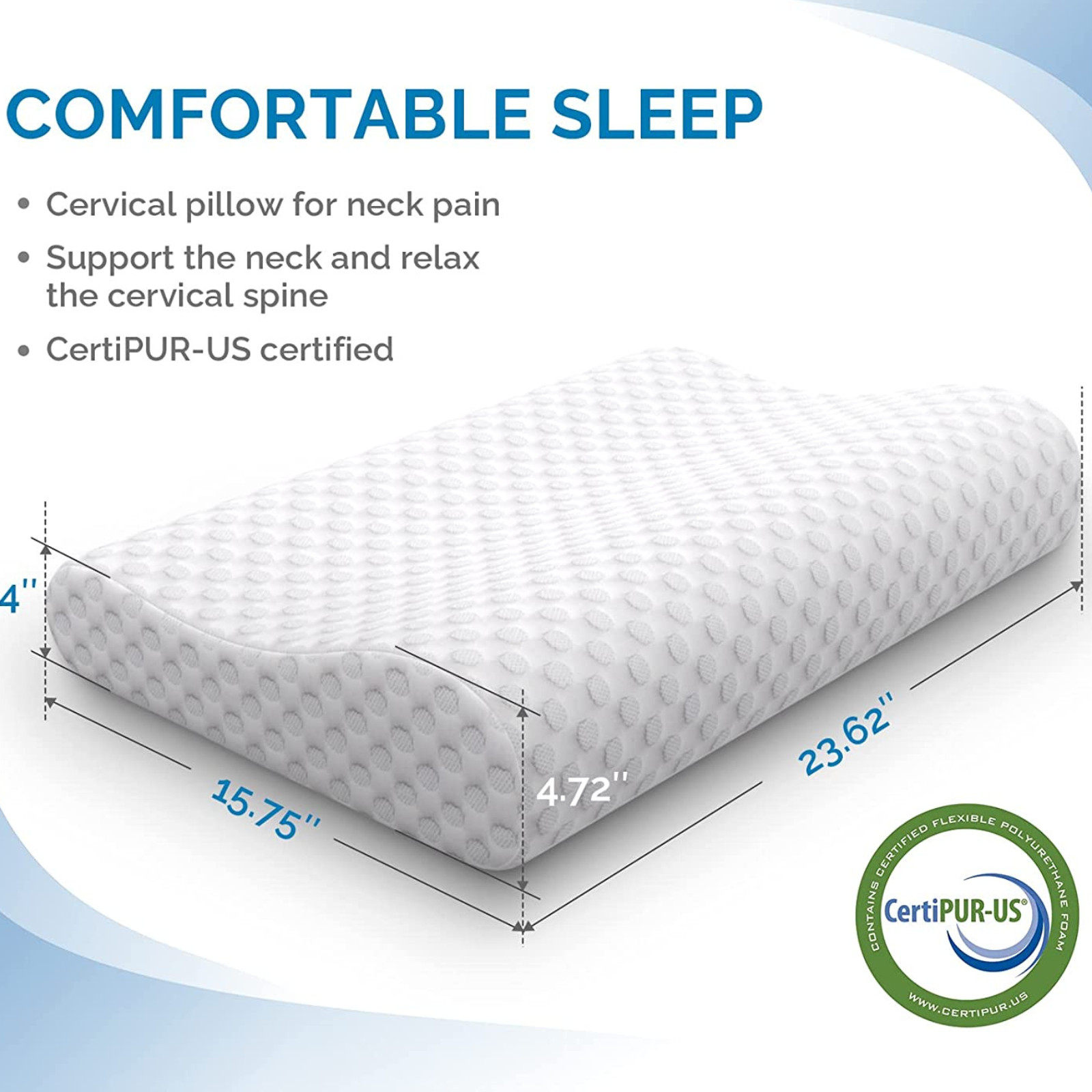 Orthopedic Contour Memory Foam Pillow Cervical Bed Pillow for Pain Relief