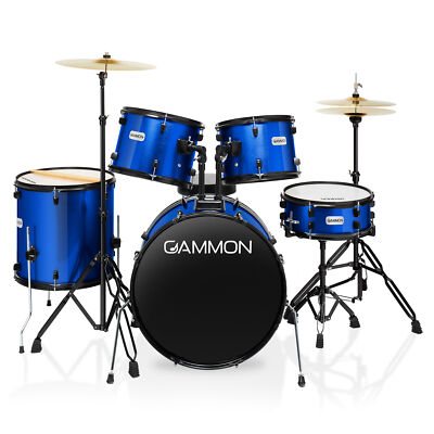 5 PC Adult Drum Set, Full Size Beginner Percussion Kit with Stool and Stands