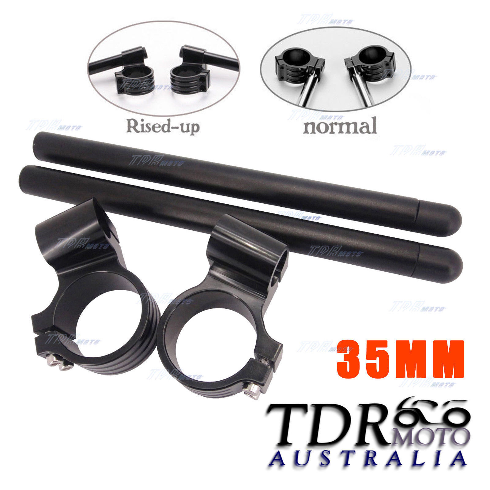 35mm CNC Riser 1" Raised ClipOns Handlebars Universal Fit 35mm